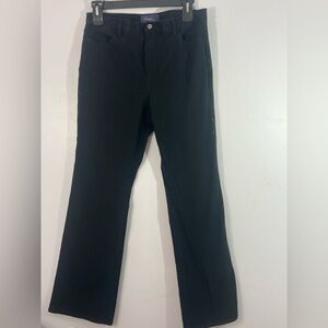 NYDJ Lift Tuck Black Straight Leg Jeans 14 Long 33” Inseam Rhinestone Side Seam